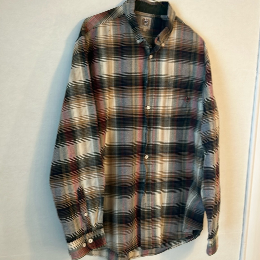 Cinch Western Cowboy Button Down Long Sleeve Brown Plaid Shirt. Size L